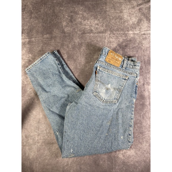 Levis 550 Jeans Mens 36x32 Light Wash Orange‎ Tab VTG 90s Distressed - Picture 1 of 12